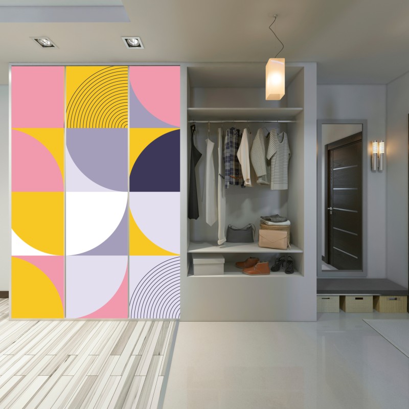 Naklejka na szafę pastelowa geometryczna mozaika – Wallissimo® Naklejka na szafę pastelowa geometryczna mozaika – Wallissimo®