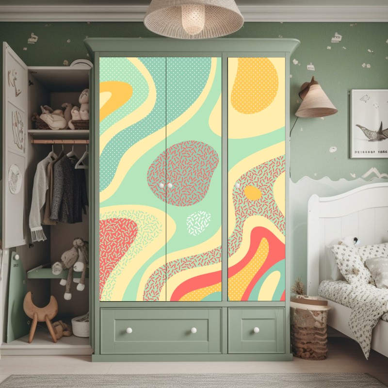 Naklejka na szafę różowy akwarelowy motyw botaniczny – Wallissimo®