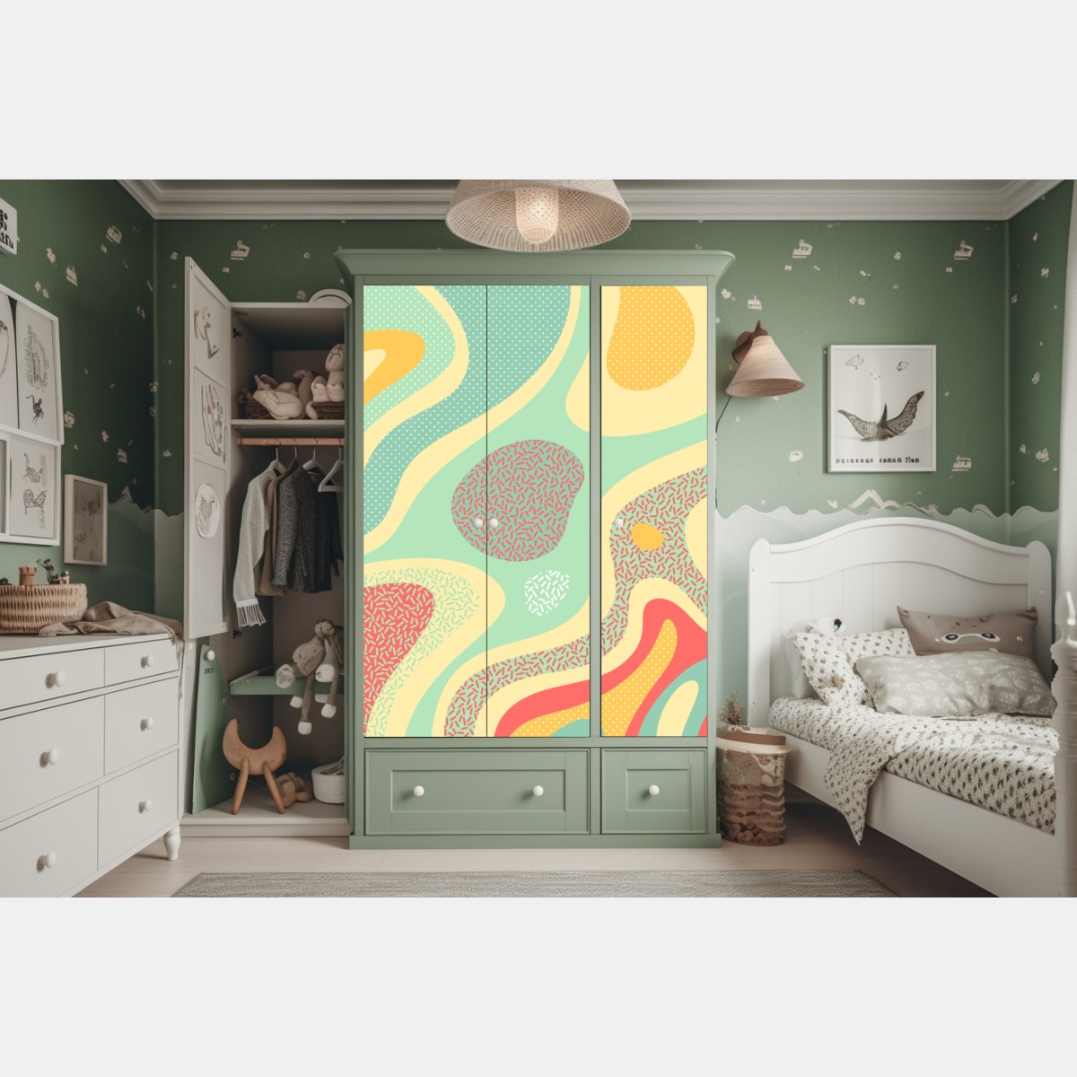 Naklejka na szafę pastelowy organiczny wzór abstrakcyjny – Wallissimo® Naklejka na szafę pastelowy organiczny wzór abstrakcyjny – Wallissimo®