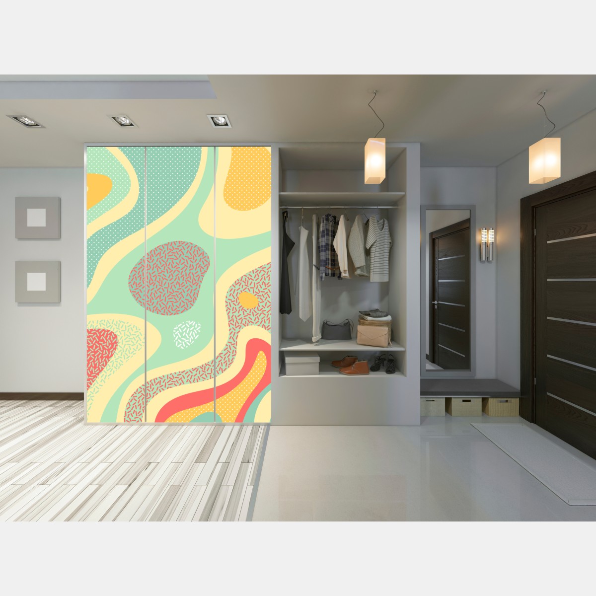 Naklejka na szafę pastelowy organiczny wzór abstrakcyjny – Wallissimo® Naklejka na szafę pastelowy organiczny wzór abstrakcyjny – Wallissimo®