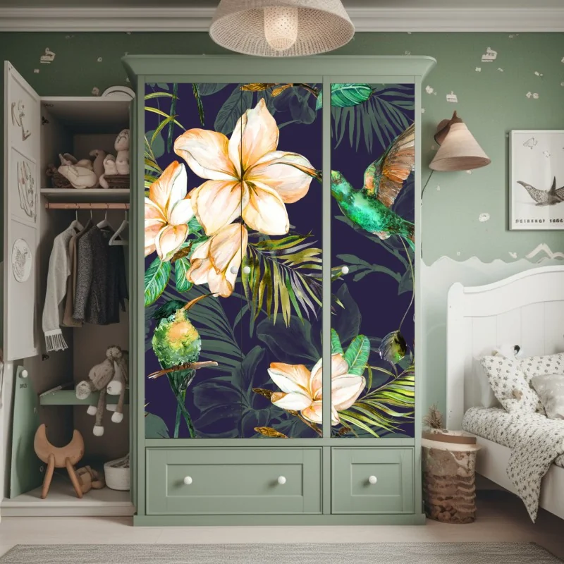 Naklejka na szafę ornamentalny złoty wzór chmur – Wallissimo®