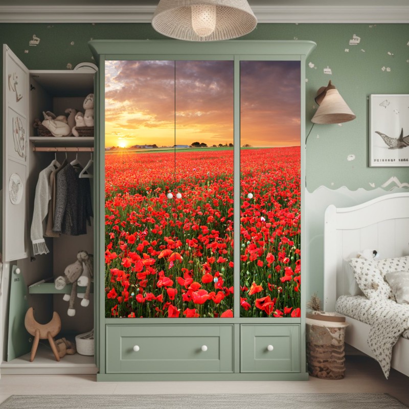 Naklejka na szafę pastelowy pop-artowy portret piękna – Wallissimo®