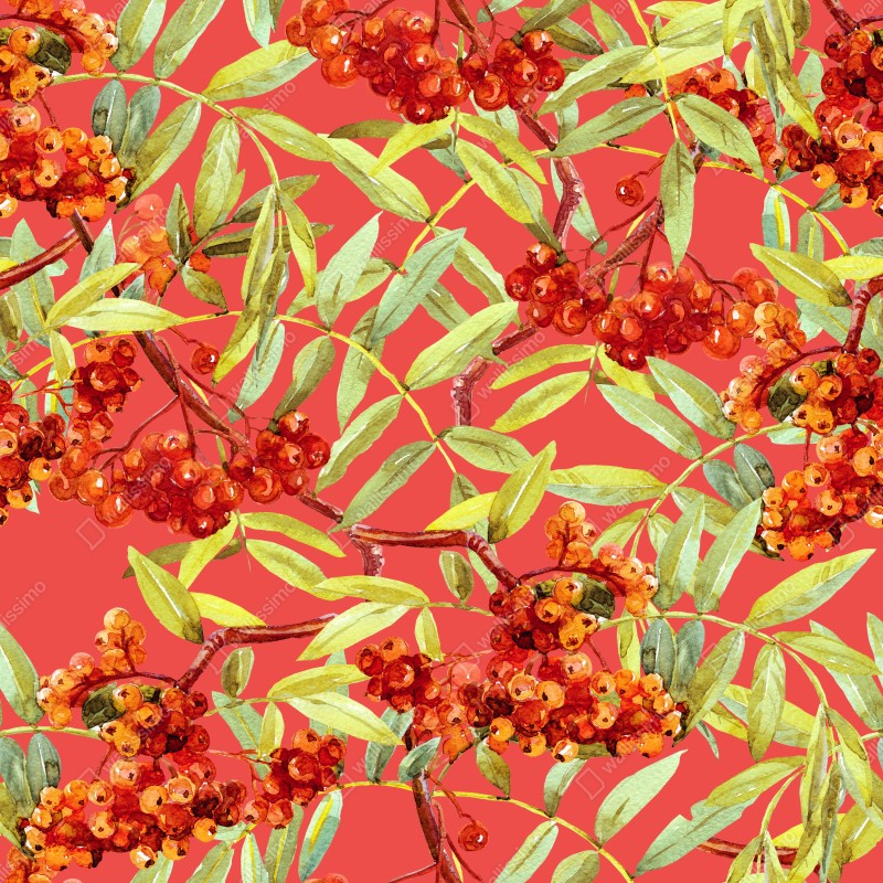 Naklejka na szafę akwarelowy wzór jarzębiny – Wallissimo® Naklejka na szafę akwarelowy wzór jarzębiny – Wallissimo®