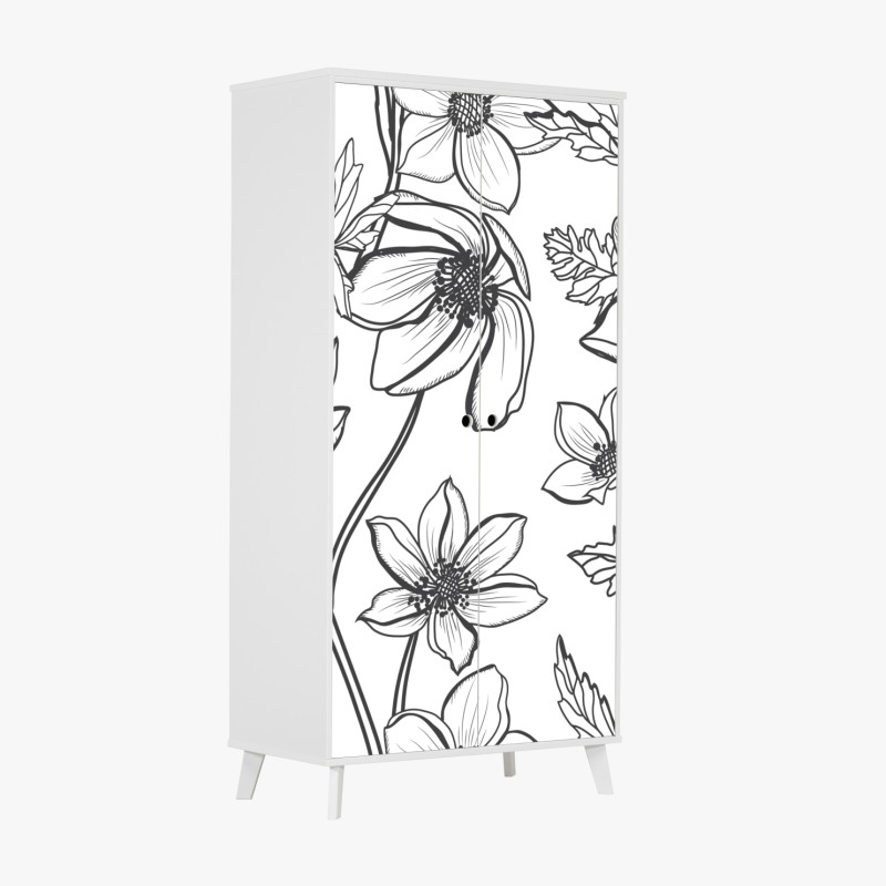 Naklejka na szafę botaniczny rysunek kwiatowy