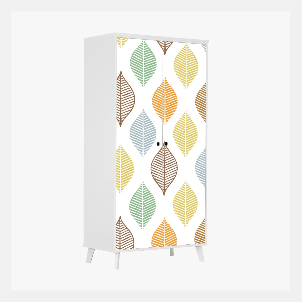 Naklejka na szafę pastelowy wzór liści na ścianę – Wallissimo® Naklejka na szafę pastelowy wzór liści na ścianę – Wallissimo®