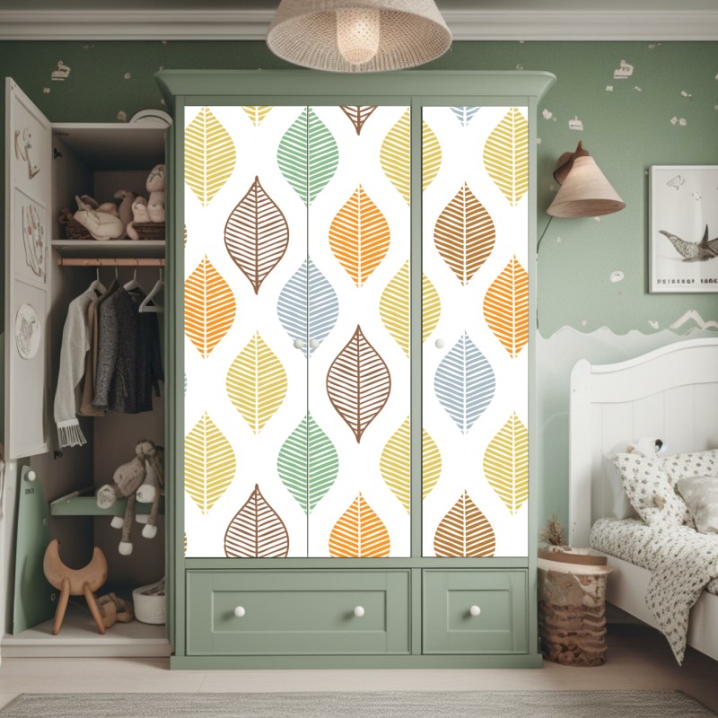 Naklejka na szafę elegancki szary wzór damasceński – Wallissimo®