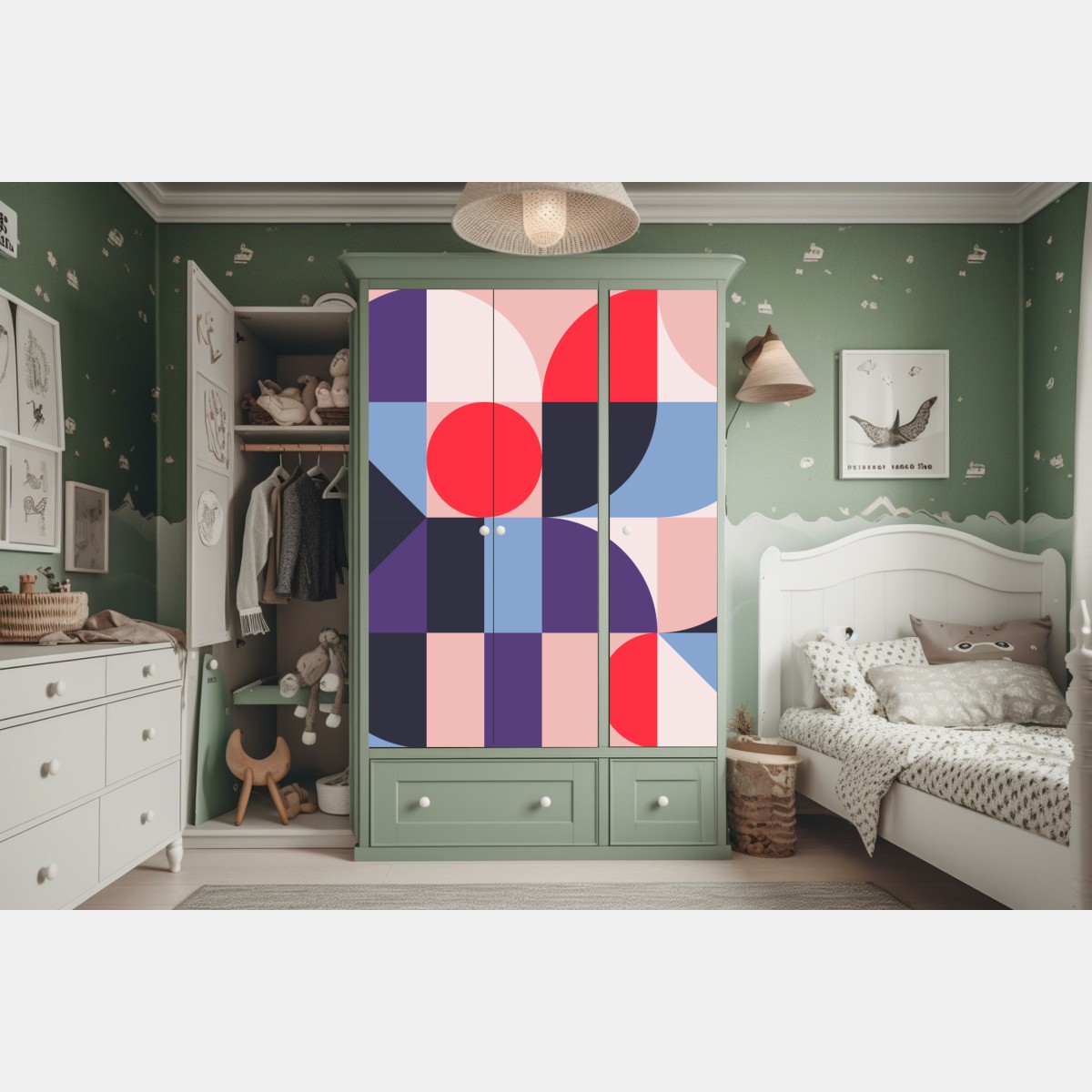 Naklejka na szafę geometryczna pastelowa kompozycja – Wallissimo® Naklejka na szafę geometryczna pastelowa kompozycja – Wallissimo®