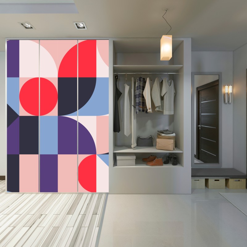 Naklejka na szafę geometryczna pastelowa kompozycja – Wallissimo® Naklejka na szafę geometryczna pastelowa kompozycja – Wallissimo®