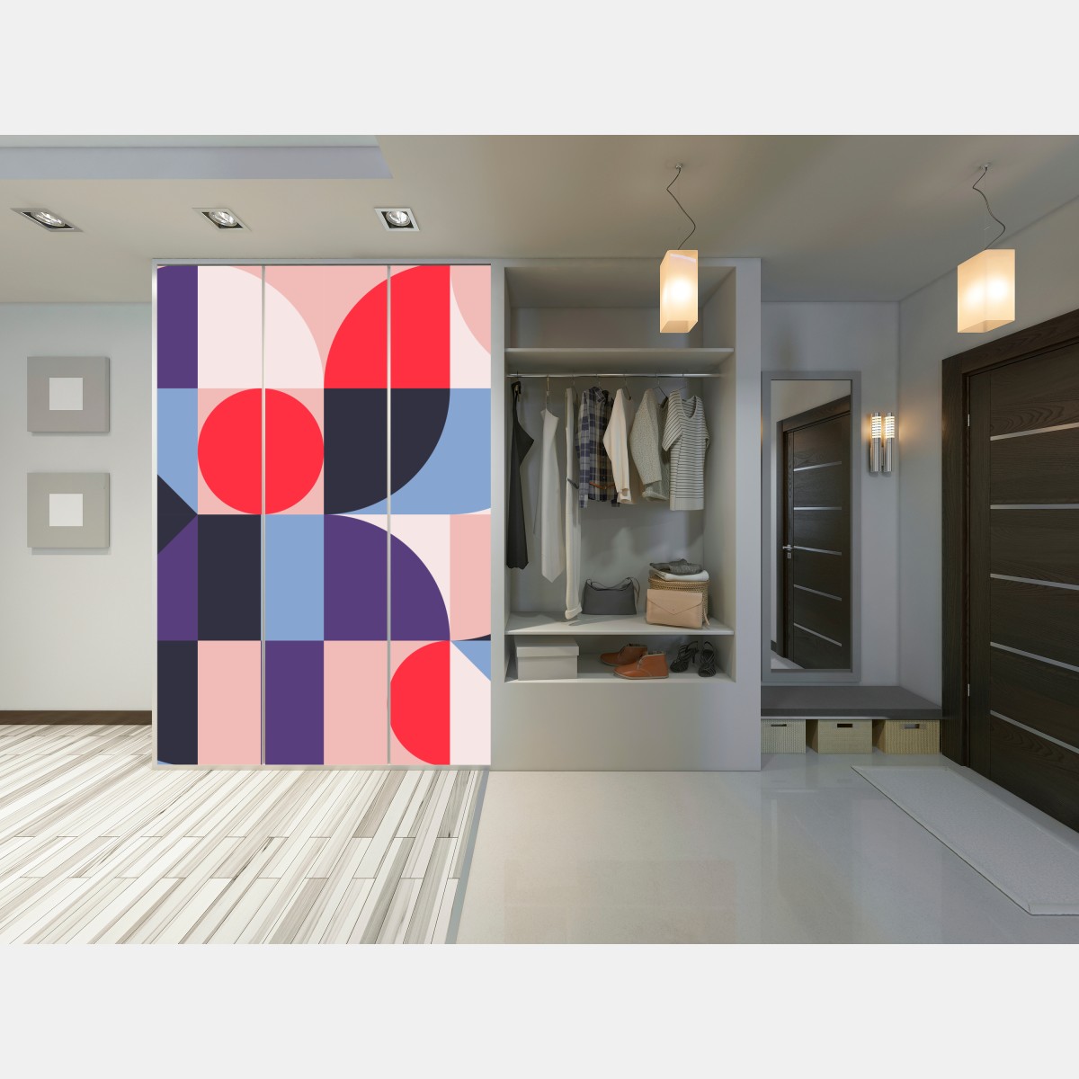 Naklejka na szafę geometryczna pastelowa kompozycja – Wallissimo® Naklejka na szafę geometryczna pastelowa kompozycja – Wallissimo®