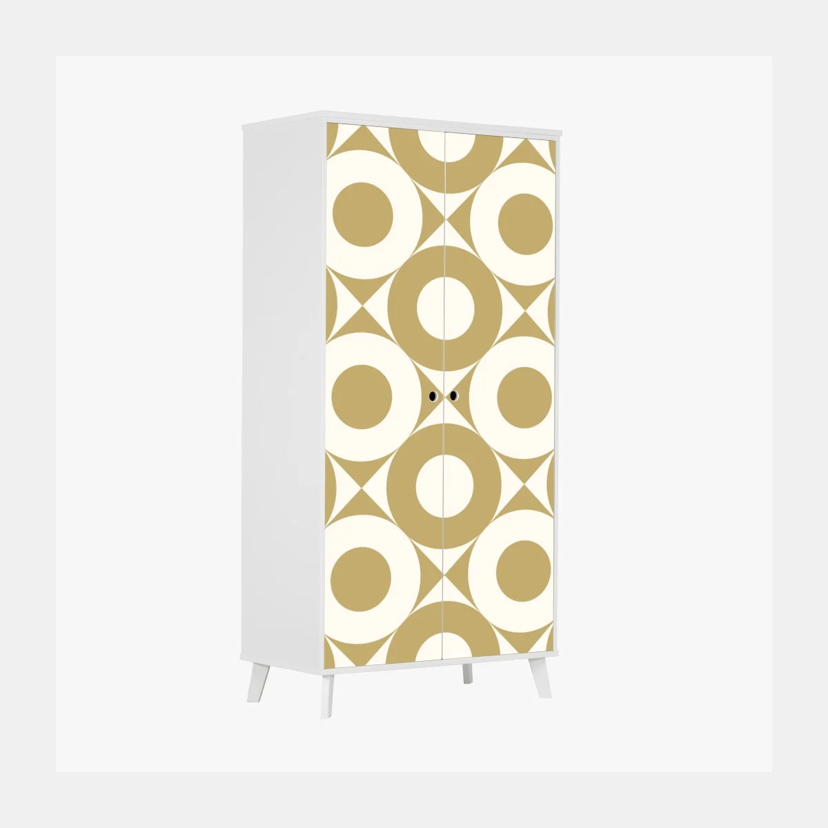 Naklejka na szafę złoty geometryczny wzór z kołami – Wallissimo® Naklejka na szafę złoty geometryczny wzór z kołami – Wallissimo®