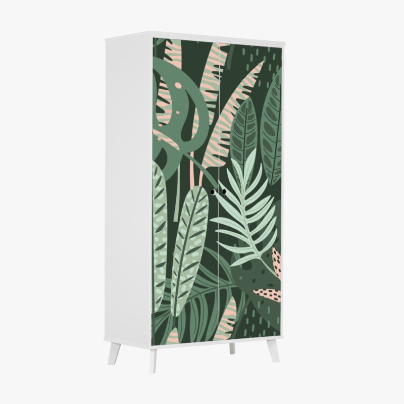 Naklejka na szafę retro geometryczny wzór kafelkowy w turkusie i pomarańczy – Wallissimo®