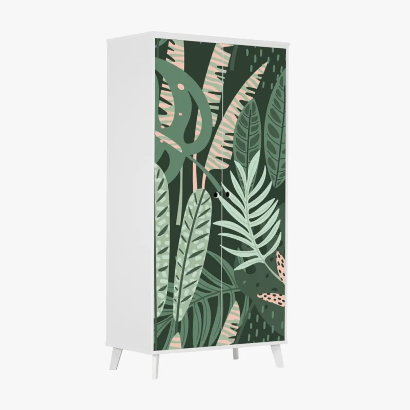 Naklejka na szafę tropikalny wzór liściowy
