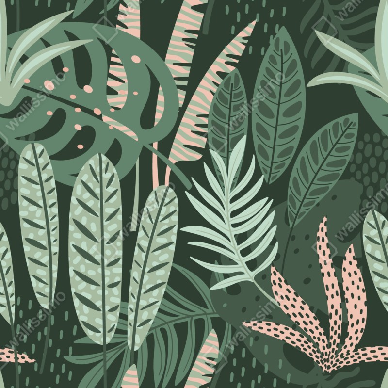 Naklejka na szafę tropikalny wzór liściowy – Wallissimo® Naklejka na szafę tropikalny wzór liściowy – Wallissimo®