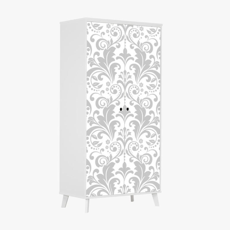 Naklejka na szafę elegancki szary wzór damasceński