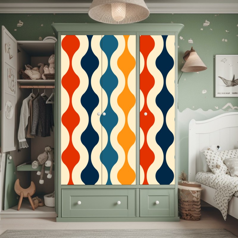 Naklejka na szafę turkusowa abstrakcyjna faktura olejna – Wallissimo®