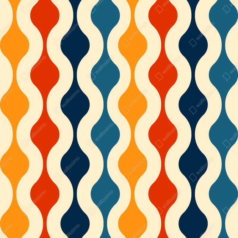 Naklejka na szafę retro falisty wzór mid-century – Wallissimo® Naklejka na szafę retro falisty wzór mid-century – Wallissimo®