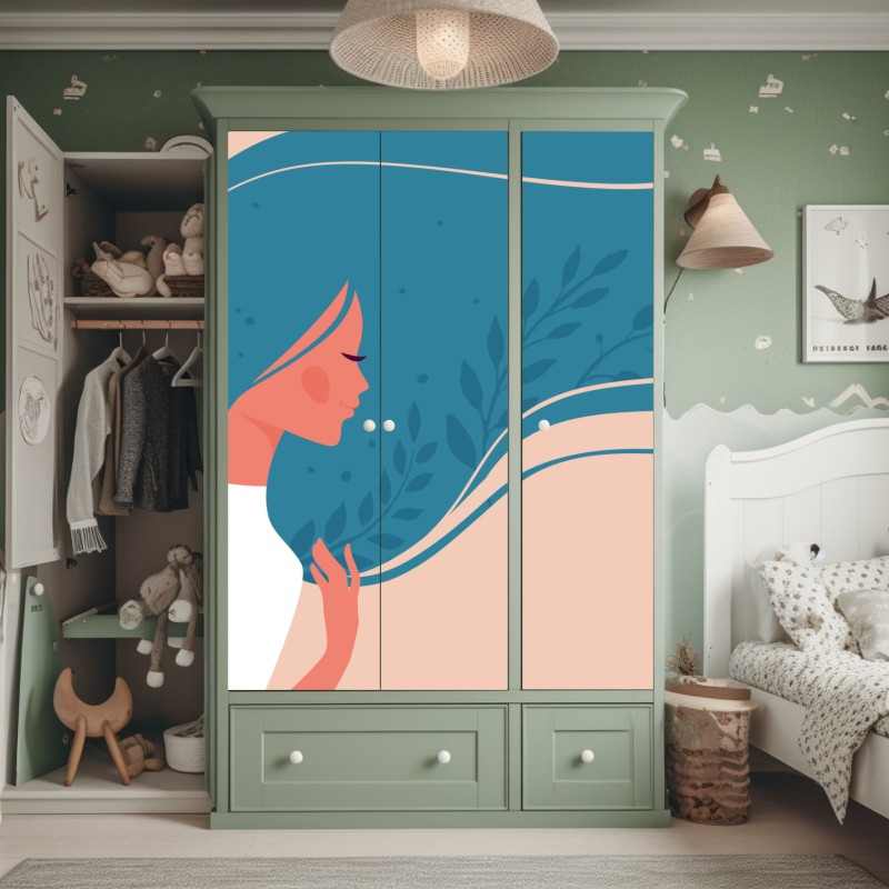 Naklejka na szafę spokojne jezioro z górskim odbiciem – Wallissimo®