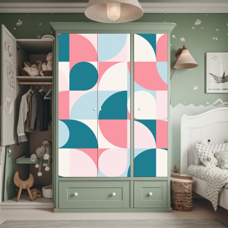 Naklejka na szafę żywy marmurowy wybuch kolorów – Wallissimo®