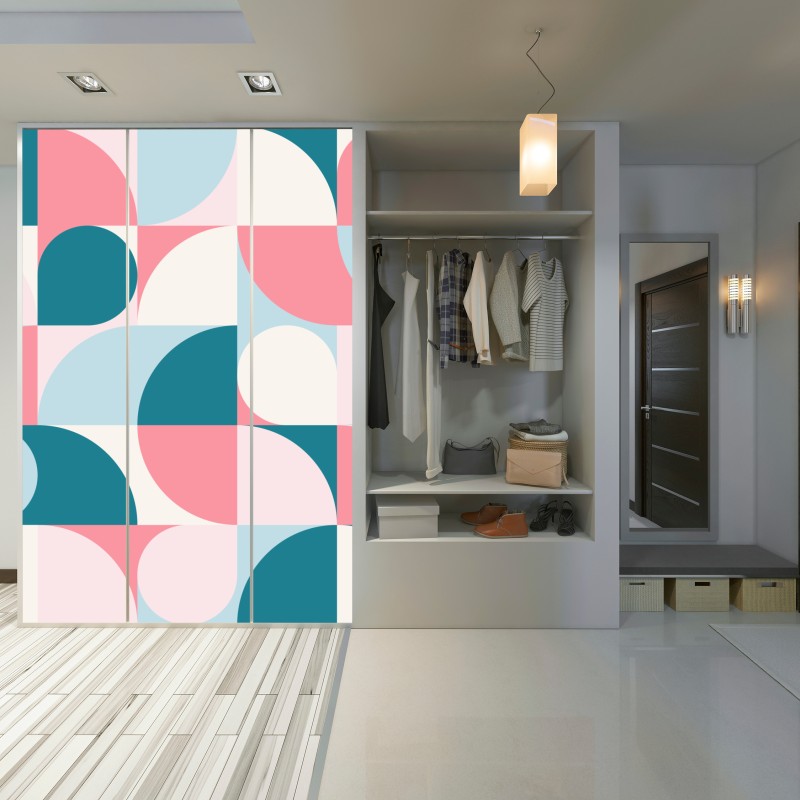 Naklejka na szafę pastelowa geometryczna mozaika – Wallissimo® Naklejka na szafę pastelowa geometryczna mozaika – Wallissimo®