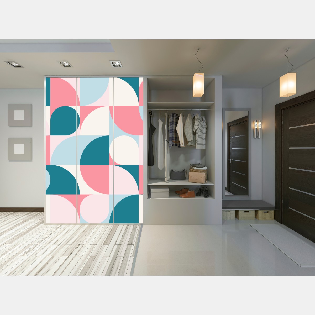 Naklejka na szafę pastelowa geometryczna mozaika – Wallissimo® Naklejka na szafę pastelowa geometryczna mozaika – Wallissimo®