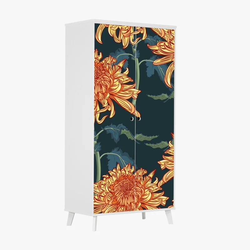 Naklejka na szafę tropikalna plaża z palmami i żaglówką – Wallissimo®