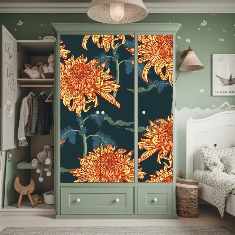 Naklejka na szafę tropikalna plaża z palmami i żaglówką – Wallissimo®