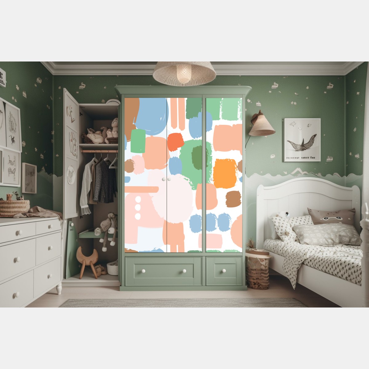 Naklejka na szafę pastelowy wzór pociągnięć pędzla – Wallissimo® Naklejka na szafę pastelowy wzór pociągnięć pędzla – Wallissimo®