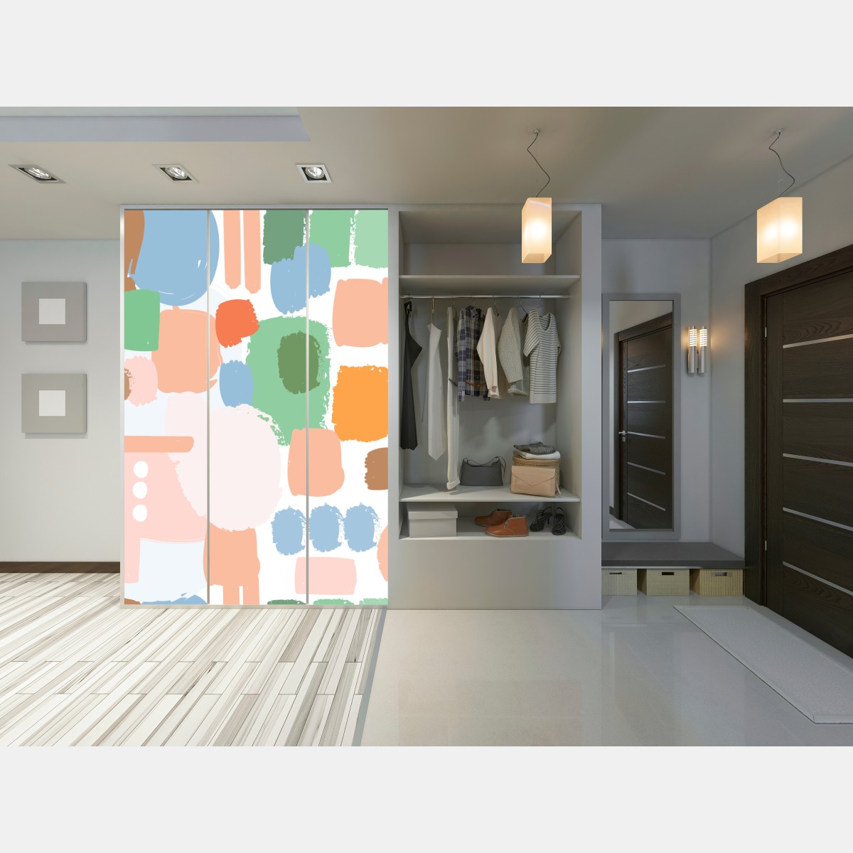 Naklejka na szafę pastelowy wzór pociągnięć pędzla – Wallissimo® Naklejka na szafę pastelowy wzór pociągnięć pędzla – Wallissimo®