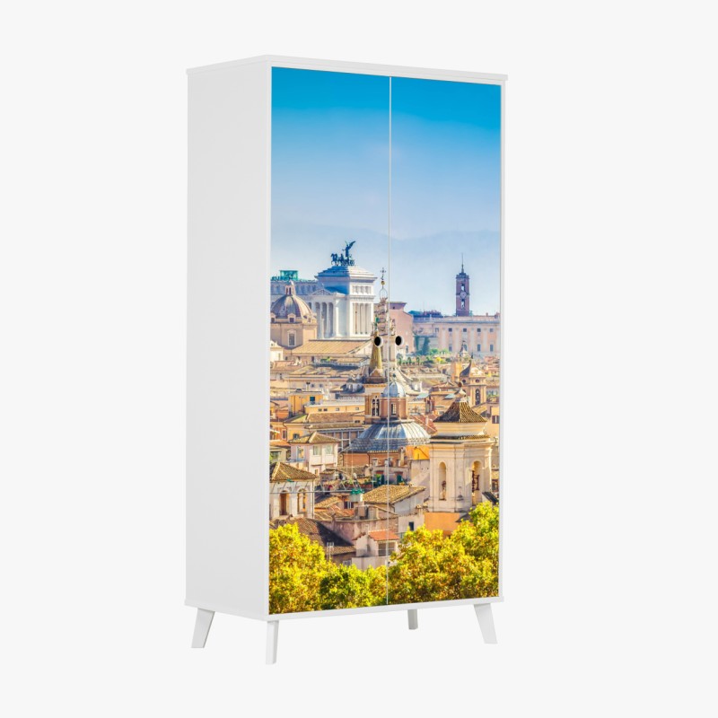 Naklejka na szafę orientalny wzór koi i lotosów w turkusie i złocie – Wallissimo®