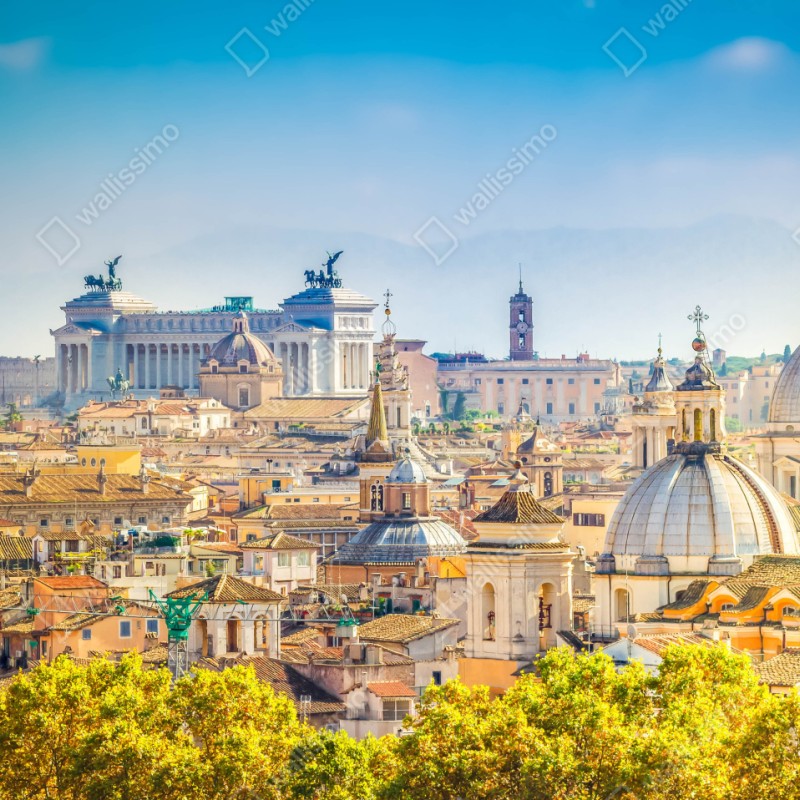 Naklejka na szafę słoneczny widok na Rzym z kopułami – Wallissimo® Naklejka na szafę słoneczny widok na Rzym z kopułami – Wallissimo®