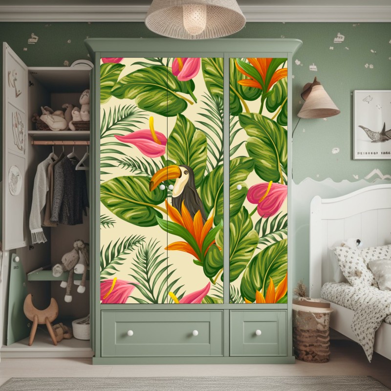 Naklejka na szafę żywa czerwona róża - zbliżenie – Wallissimo®