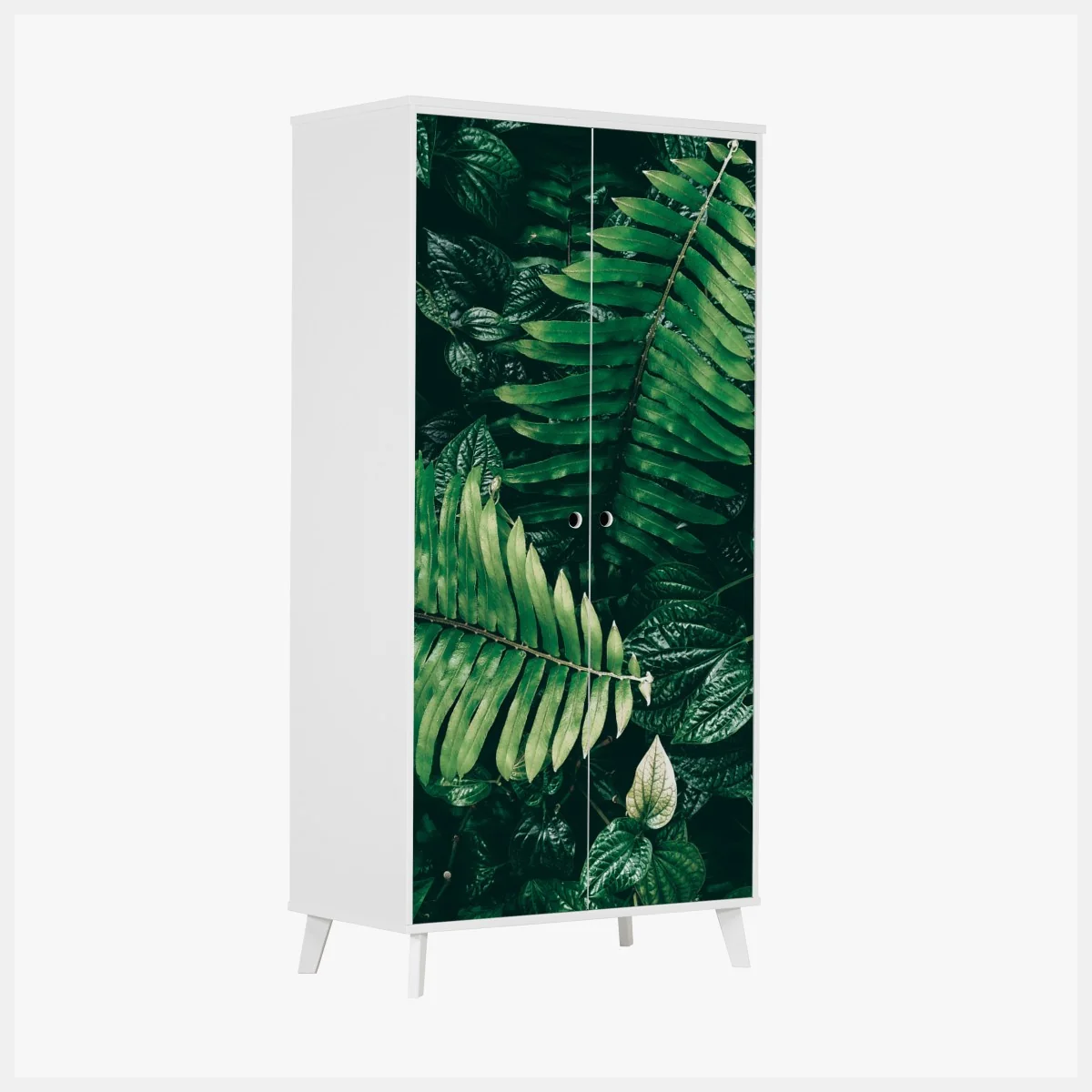 Naklejka na szafę bujne tropikalne liście – Wallissimo® Naklejka na szafę bujne tropikalne liście – Wallissimo®