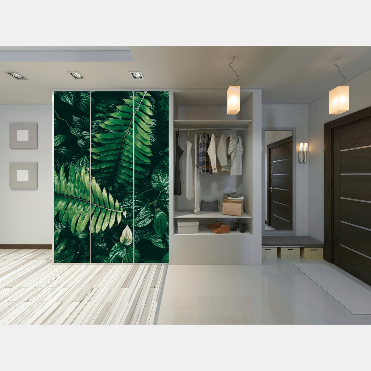 Naklejka na szafę bujne tropikalne liście – Wallissimo® Naklejka na szafę bujne tropikalne liście – Wallissimo®