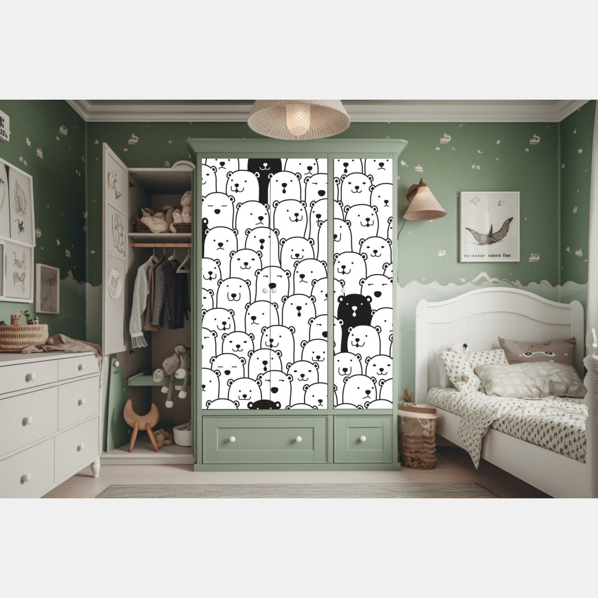 Naklejka na szafę uroczy wzór z misiami – Wallissimo® Naklejka na szafę uroczy wzór z misiami – Wallissimo®
