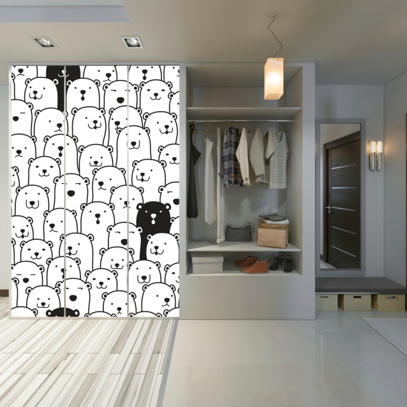 Naklejka na szafę uroczy wzór z misiami – Wallissimo® Naklejka na szafę uroczy wzór z misiami – Wallissimo®
