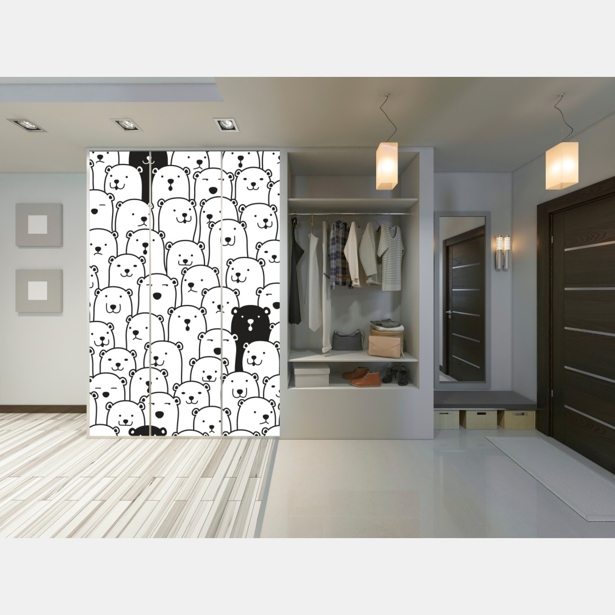 Naklejka na szafę uroczy wzór z misiami – Wallissimo® Naklejka na szafę uroczy wzór z misiami – Wallissimo®