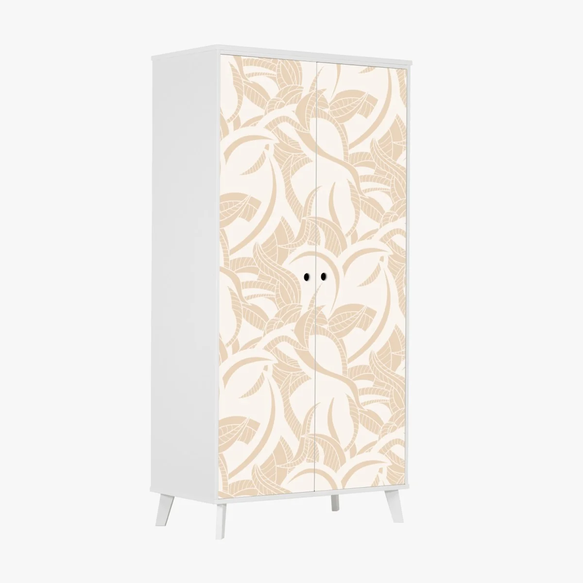 Naklejka na szafę beżowy liściasty wzór botaniczny – Wallissimo® Naklejka na szafę beżowy liściasty wzór botaniczny – Wallissimo®