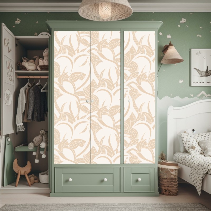 Naklejka na szafę tropikalna plaża z palmami i żaglówką – Wallissimo®