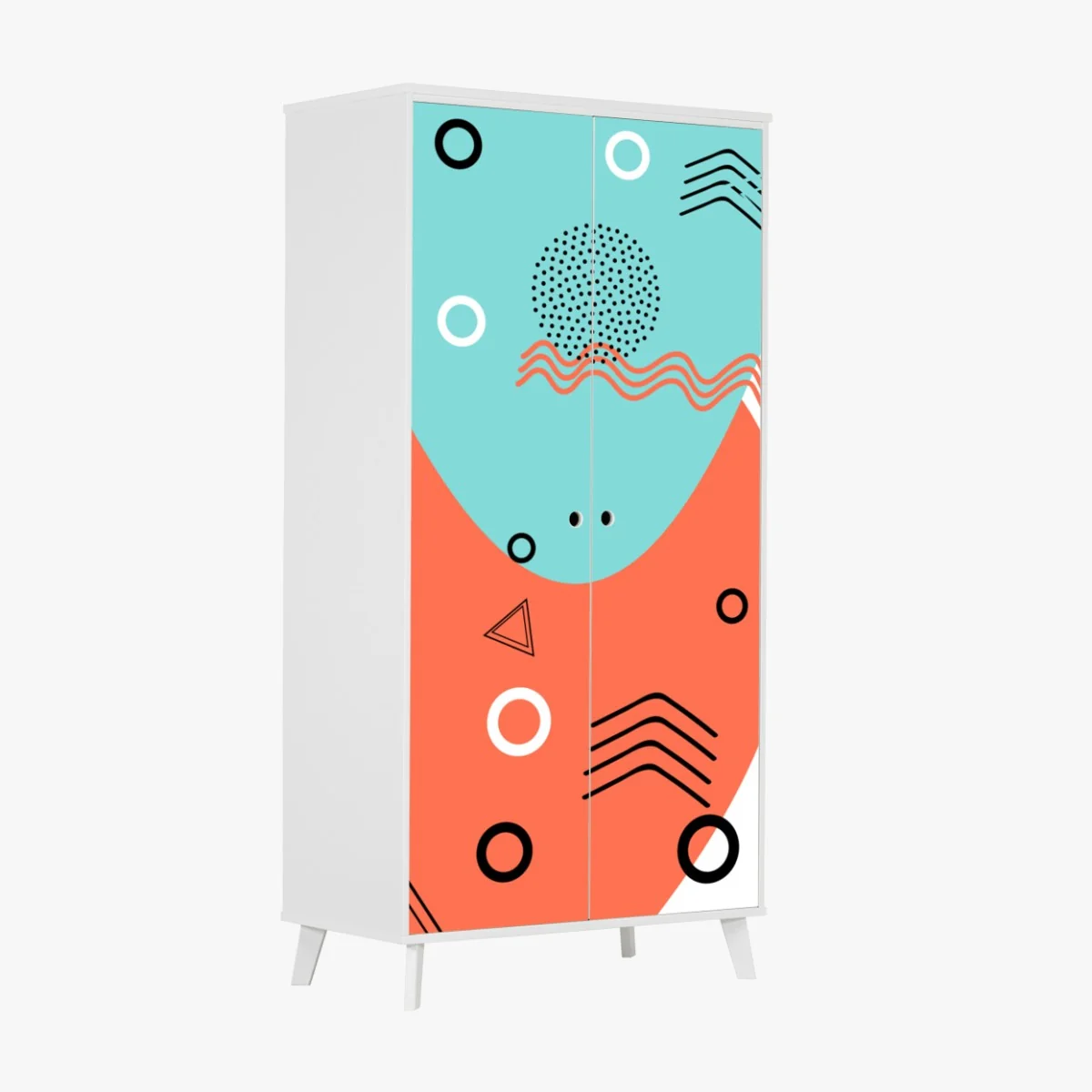 Naklejka na szafę radosny geometryczny wzór – Wallissimo® Naklejka na szafę radosny geometryczny wzór – Wallissimo®