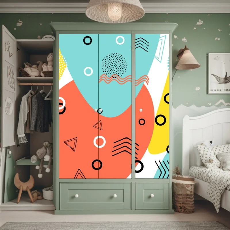 Naklejka na szafę elegancki szary wzór damasceński – Wallissimo®