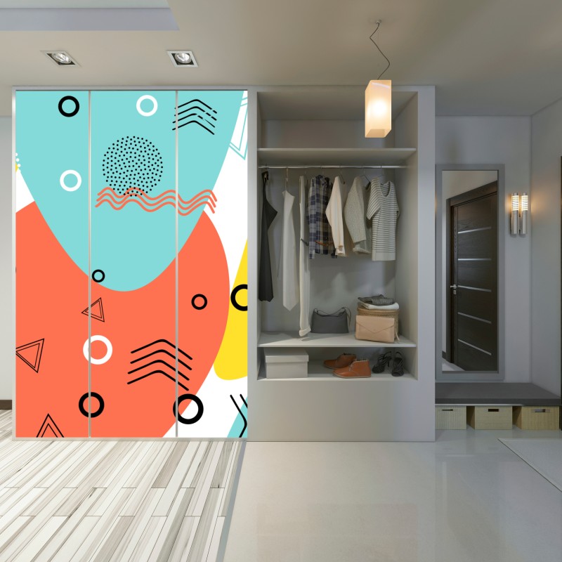 Naklejka na szafę radosny geometryczny wzór – Wallissimo® Naklejka na szafę radosny geometryczny wzór – Wallissimo®