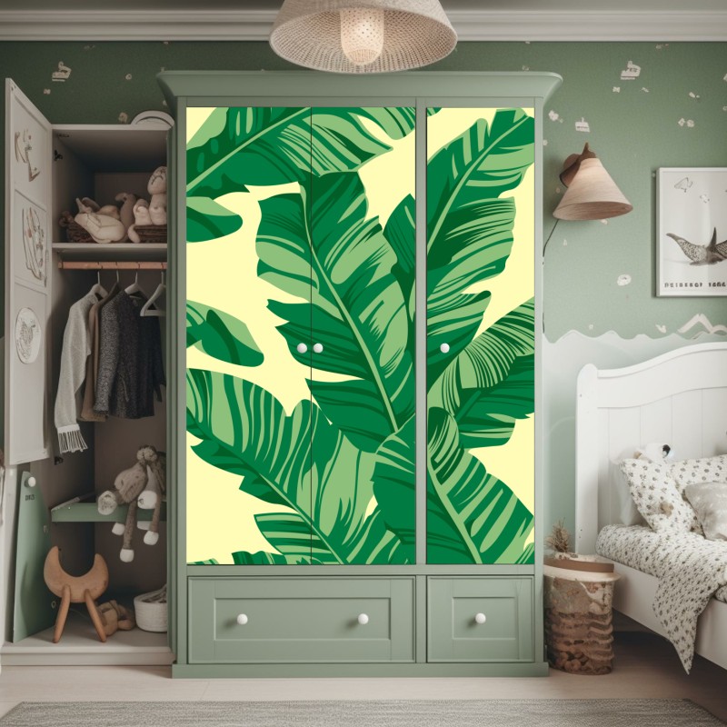 Naklejka na szafę promienny słonecznik na retro niebie – Wallissimo®