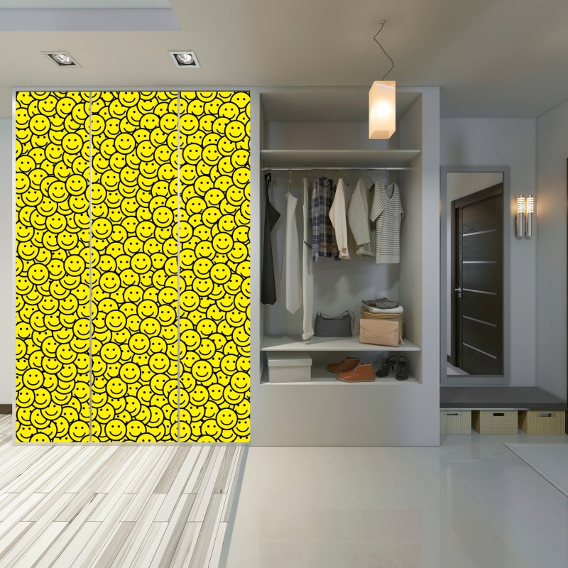 Naklejka na szafę wzór z uśmiechniętymi buźkami – Wallissimo® Naklejka na szafę wzór z uśmiechniętymi buźkami – Wallissimo®