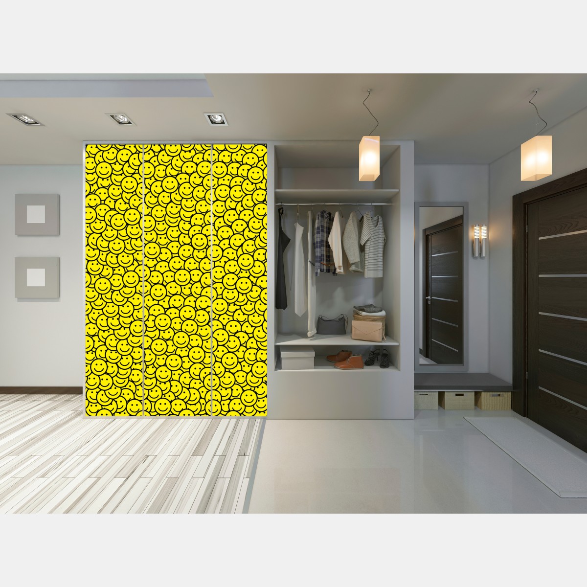 Naklejka na szafę wzór z uśmiechniętymi buźkami – Wallissimo® Naklejka na szafę wzór z uśmiechniętymi buźkami – Wallissimo®