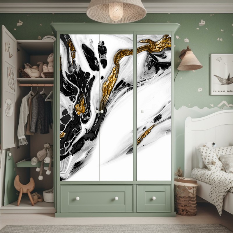 Naklejka na szafę elegancki szary wzór damasceński – Wallissimo®