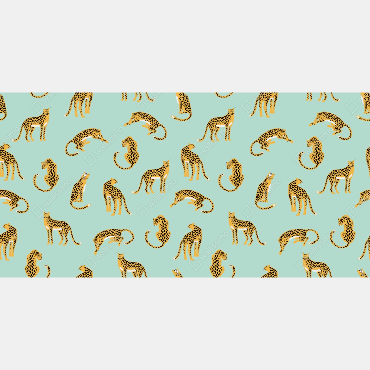 Naklejka na szafę zabawny wzór gepardów na turkusowym tle – Wallissimo® Naklejka na szafę zabawny wzór gepardów na turkusowym tle – Wallissimo®