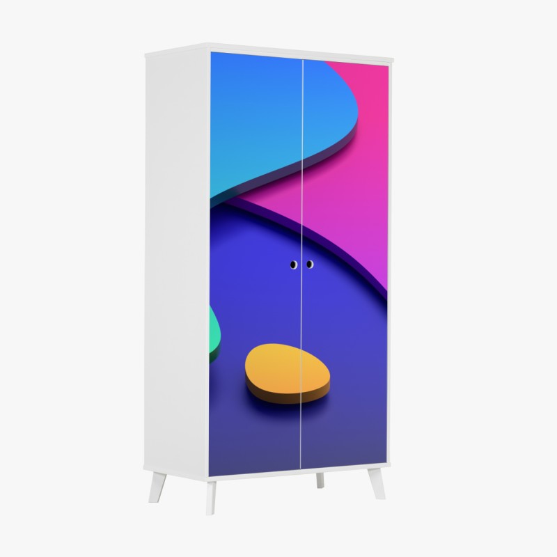 Naklejka na szafę postarzony tynk na ścianie w odcieniach szarości – Wallissimo®