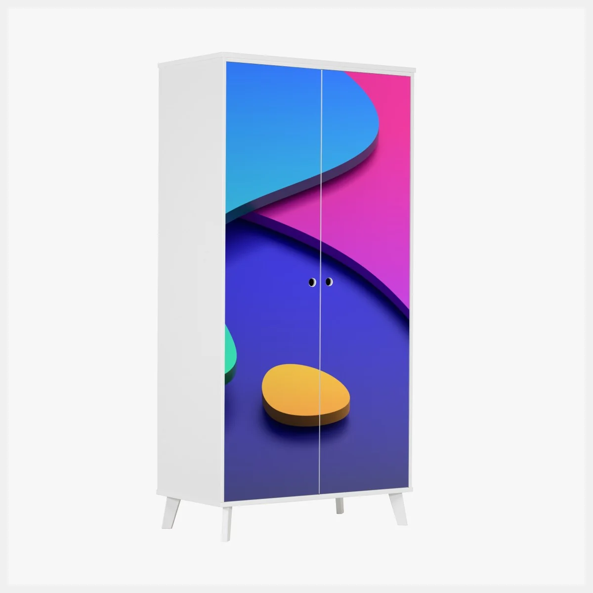 Naklejka na szafę żywe abstrakcyjne krzywe 3d – Wallissimo® Naklejka na szafę żywe abstrakcyjne krzywe 3d – Wallissimo®