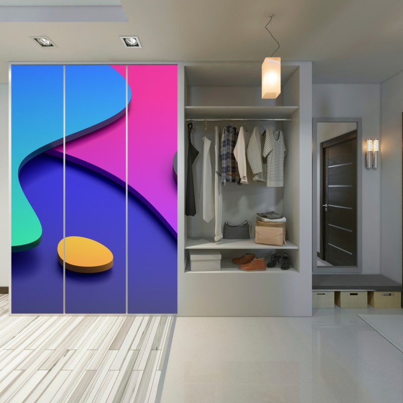 Naklejka na szafę żywe abstrakcyjne krzywe 3d – Wallissimo® Naklejka na szafę żywe abstrakcyjne krzywe 3d – Wallissimo®