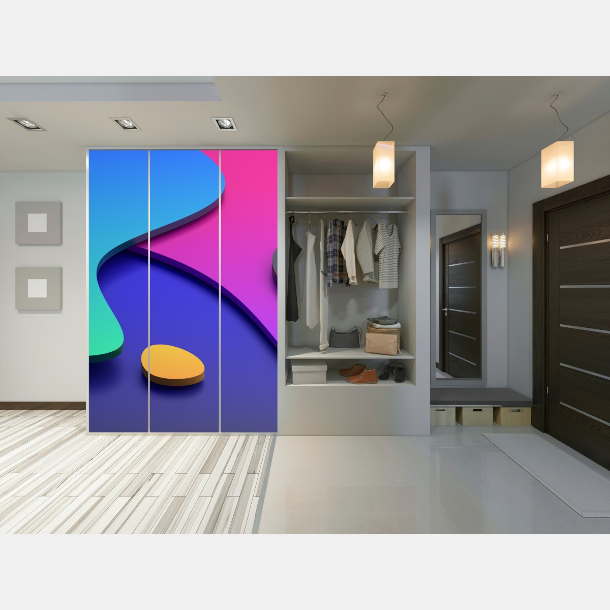 Naklejka na szafę żywe abstrakcyjne krzywe 3d – Wallissimo® Naklejka na szafę żywe abstrakcyjne krzywe 3d – Wallissimo®